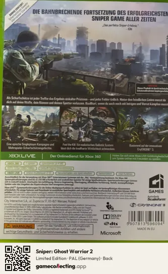 Sniper: Ghost Warrior 2 Xbox 360, Germany box back
