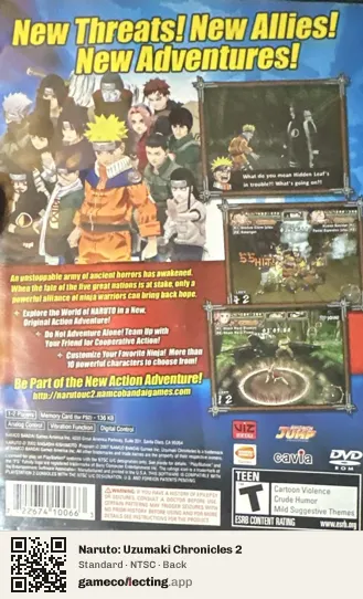 Naruto: Uzumaki Chronicles 2 PlayStation 2, NTSC box back