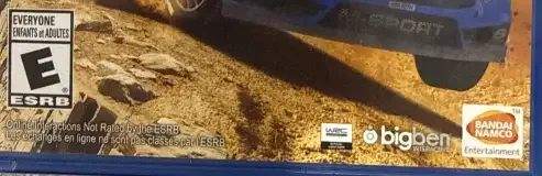 WRC 6, the ESRB box on its front
