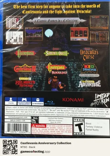 Castlevania Anniversary Collection PlayStation 4, NTSC box back