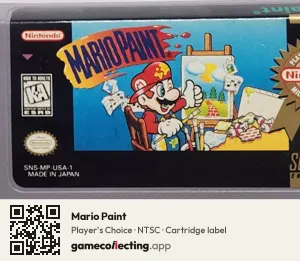 Mario Paint Super Nintendo Entertainment System, NTSC cartridge label