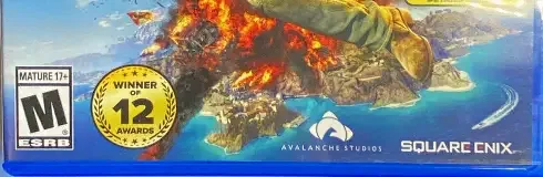 Just Cause 3, the ESRB box on its front
