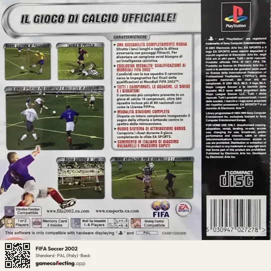 FIFA Soccer 2002 PlayStation, Italy box back