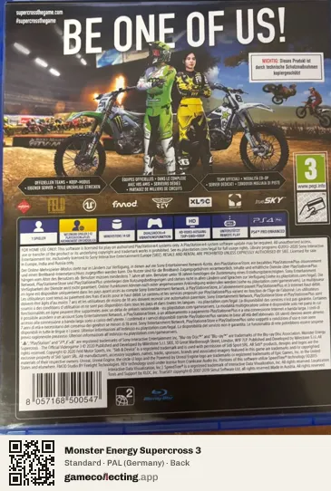 Monster Energy Supercross 3 PlayStation 4, Germany box back