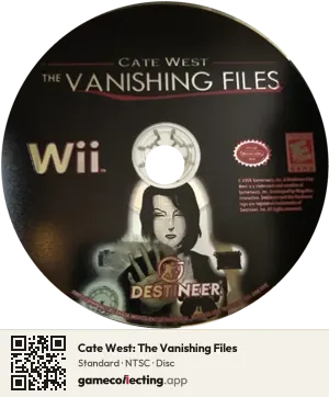 Cate West: The Vanishing Files Nintendo Wii, NTSC disc