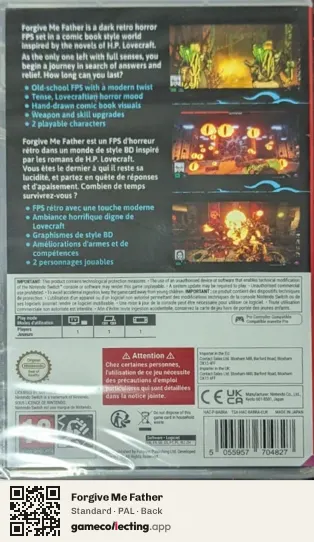 Forgive Me Father Nintendo Switch, PAL box back