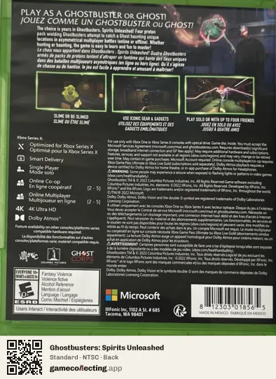 Ghostbusters: Spirits Unleashed Xbox Series X, NTSC box back