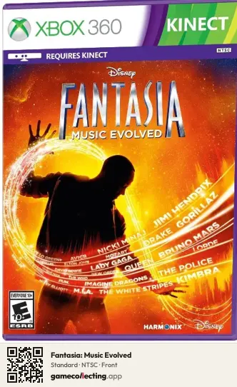 Fantasia: Music Evolved Xbox 360, NTSC box front