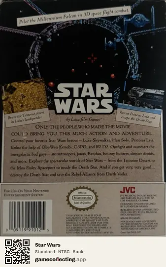 Star Wars Nintendo Entertainment System, NTSC box back