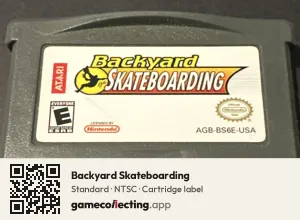 Backyard Skateboarding Game Boy Advance, NTSC cartridge label