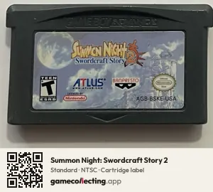 Summon Night: Swordcraft Story 2 Game Boy Advance, NTSC cartridge label