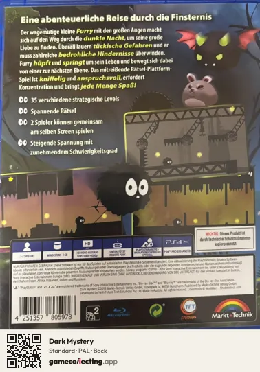 Dark Mystery PlayStation 4, PAL box back