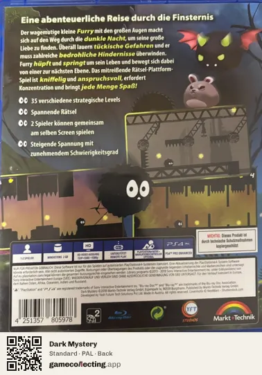 Dark Mystery PlayStation 4, PAL box back