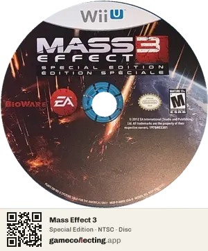 Mass Effect 3 Nintendo Wii U, NTSC disc
