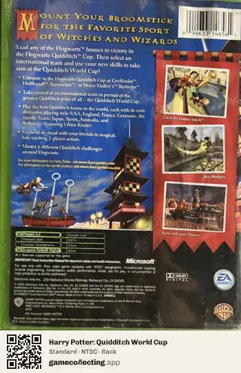 Harry Potter: Quidditch World Cup Xbox, NTSC box back