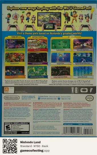 Nintendo Land Nintendo Wii U, NTSC box back
