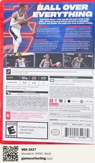 NBA 2K27 Nintendo Switch 2, NTSC box back