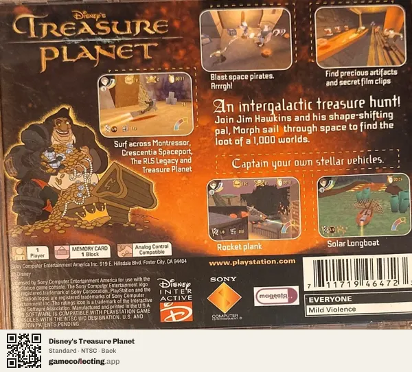 Disney's Treasure Planet PlayStation, NTSC box back