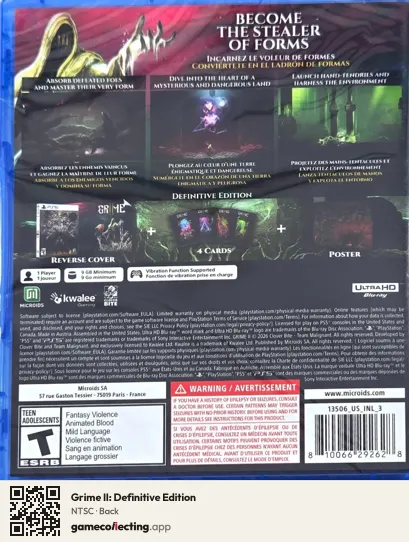 Grime II: Definitive Edition PlayStation 5, NTSC box back