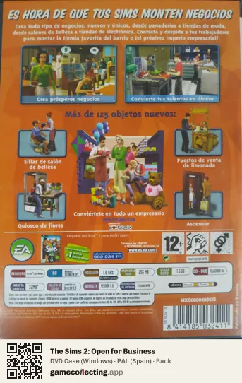 The Sims 2: Open for Business Computer, Spain box back