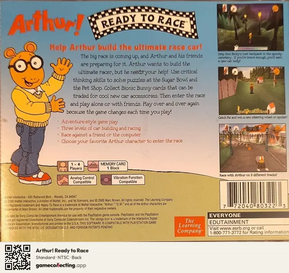 Arthur! Ready to Race PlayStation, NTSC box back