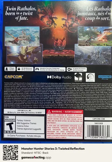 Monster Hunter Stories 3: Twisted Reflection PlayStation 5, NTSC box back
