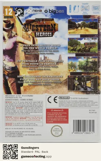 Gunslingers Nintendo Wii, PAL box back
