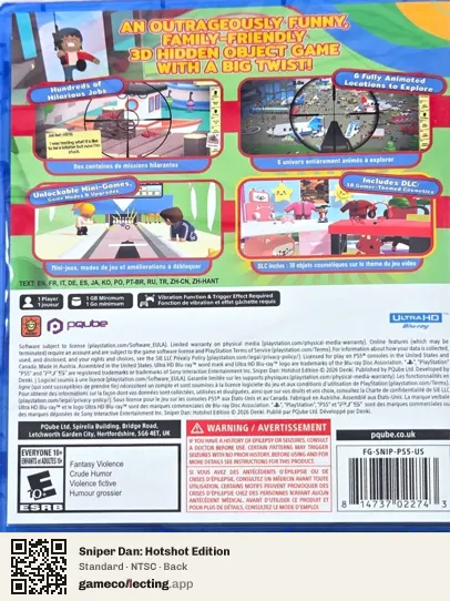 Sniper Dan: Hotshot Edition PlayStation 5, NTSC box back