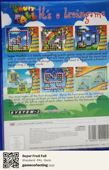 Super Fruit Fall PlayStation 2, PAL box back