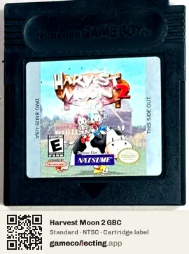 Harvest Moon 2 GBC Game Boy Color, NTSC cartridge label