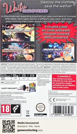 Waifu Uncovered Nintendo Switch, PAL box back