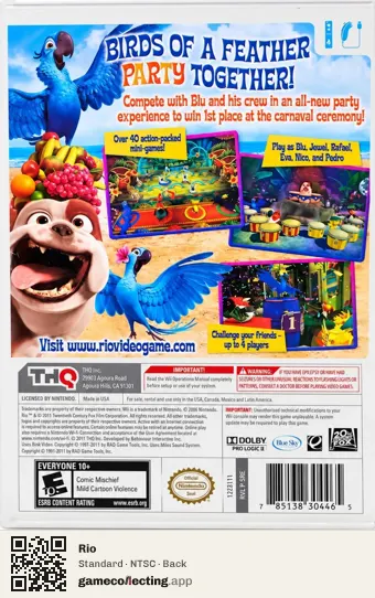 Rio Nintendo Wii, NTSC box back
