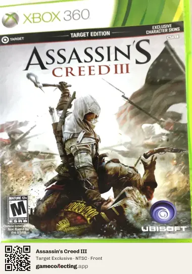 Assassin's Creed III Xbox 360, NTSC box front