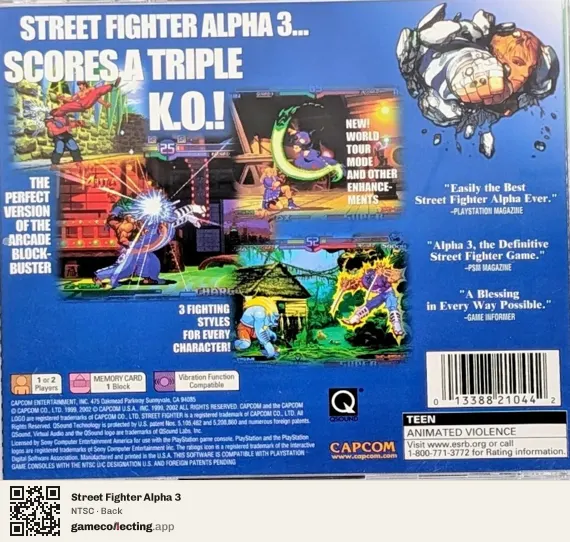 Street Fighter Alpha 3 PlayStation, NTSC box back