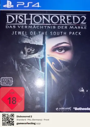 Dishonored 2 PlayStation 4, Germany box front