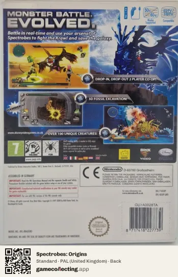 Spectrobes: Origins Nintendo Wii, United Kingdom box back