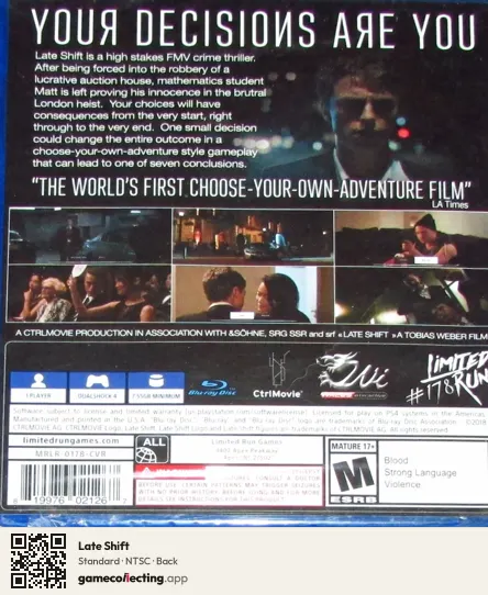 Late Shift PlayStation 4, NTSC box back