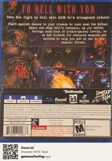 Doom 64 PlayStation 4, NTSC box back