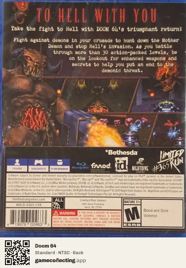 Doom 64 PlayStation 4, NTSC box back