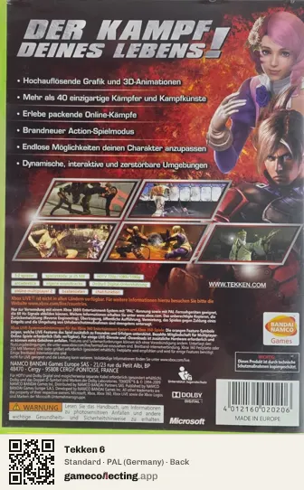 Tekken 6 Xbox 360, Germany box back