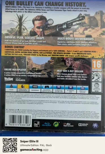 Sniper Elite III PlayStation 4, PAL box back