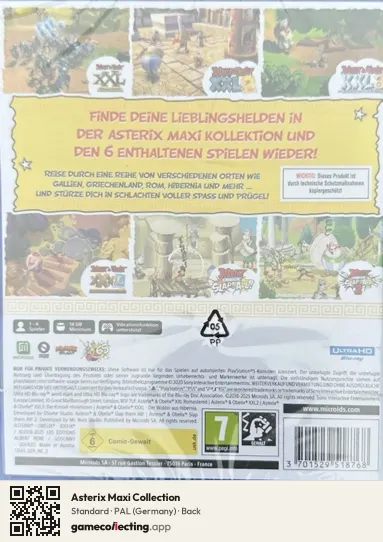 Asterix Maxi Collection PlayStation 5, Germany box back