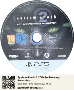 System Shock 2: 25th Anniversary Remaster PlayStation 5, PAL disc