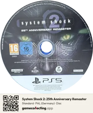 System Shock 2: 25th Anniversary Remaster PlayStation 5, PAL disc