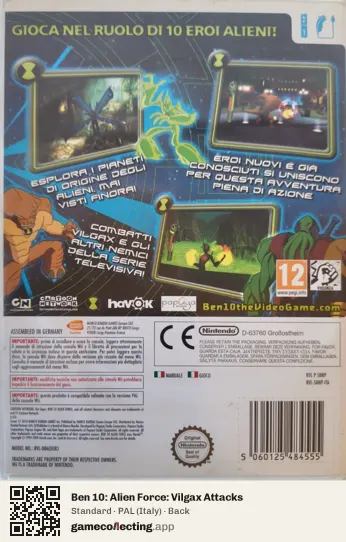 Ben 10: Alien Force: Vilgax Attacks Nintendo Wii, Italy box back