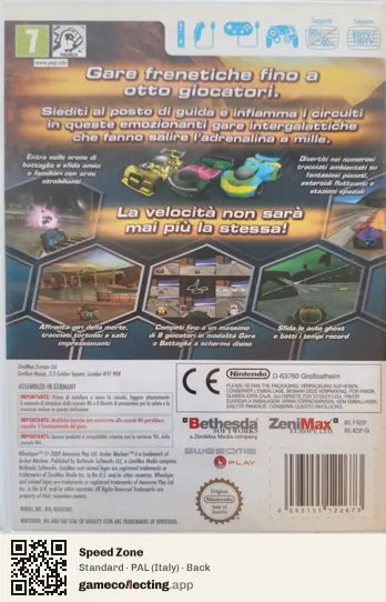 Speed Zone Nintendo Wii, Italy box back
