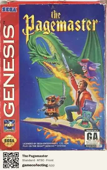 The Pagemaster Sega Mega Drive / Genesis, NTSC box front