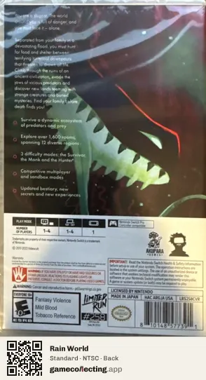 Rain World Nintendo Switch, NTSC box back