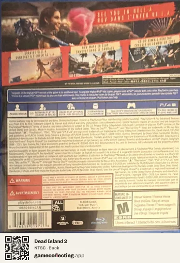 Dead Island 2 PlayStation 4, NTSC box back