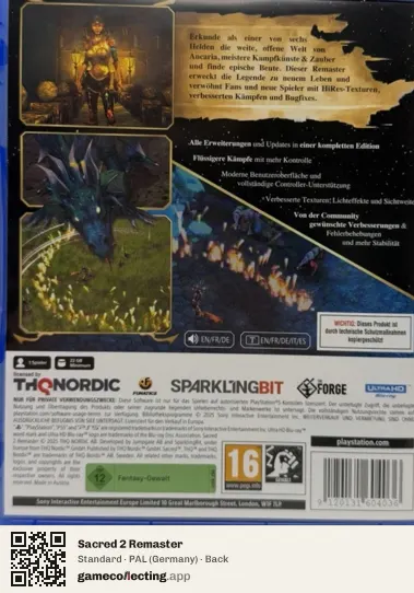 Sacred 2 Remaster PlayStation 5, Germany box back